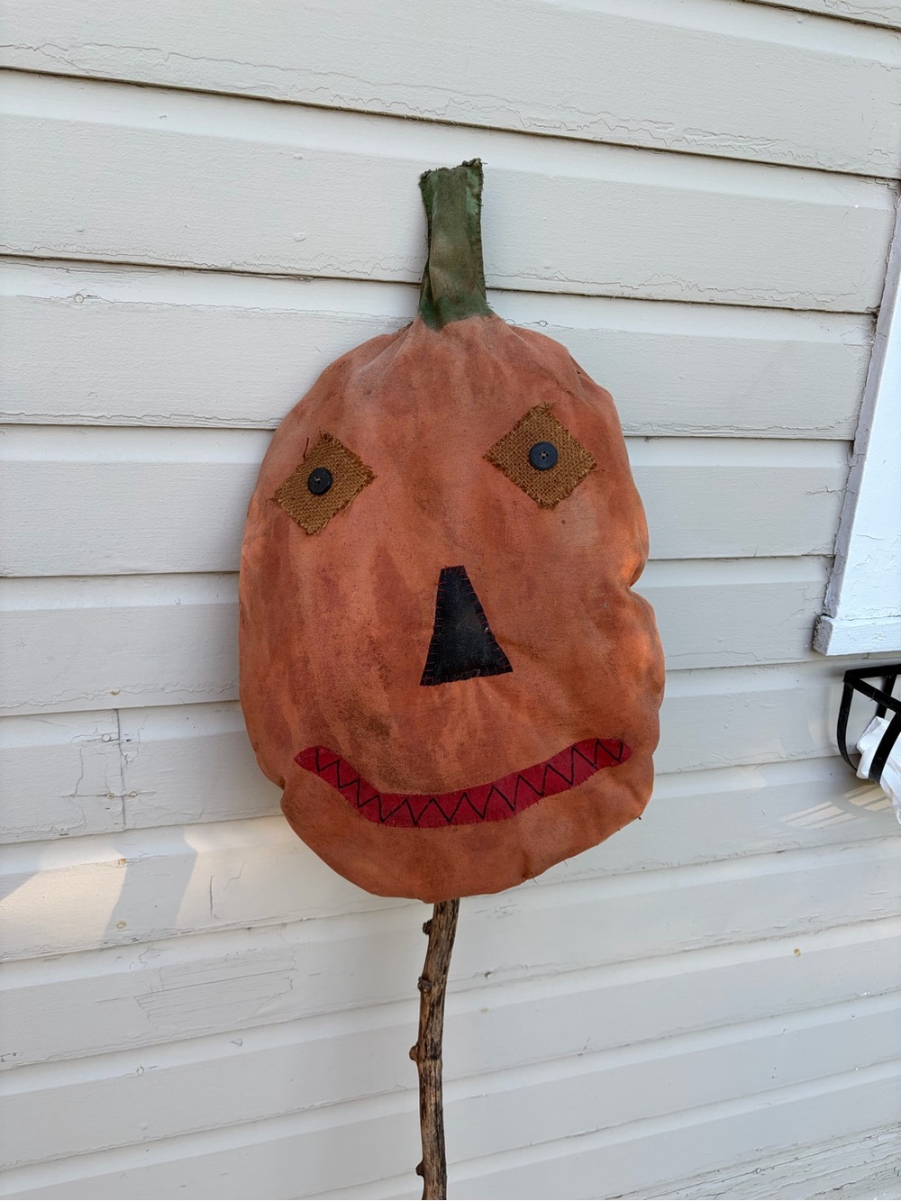 Primitive Pumpkin Face Yard Stake - Orange Halloween Decor